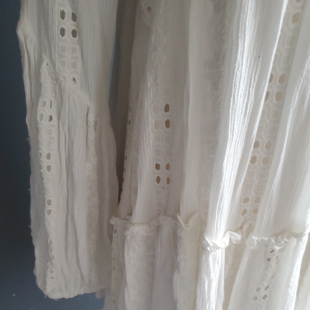 Free People White Lace Tunic Boho Eyelet Babydoll Blouse Size XS. - Picture 10 of 11